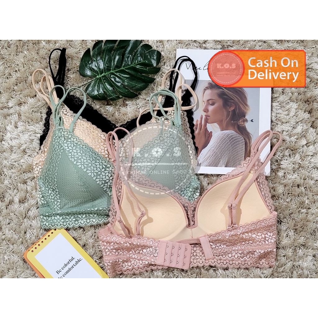 Bra bh impor renda tanpa kawat size 32-38