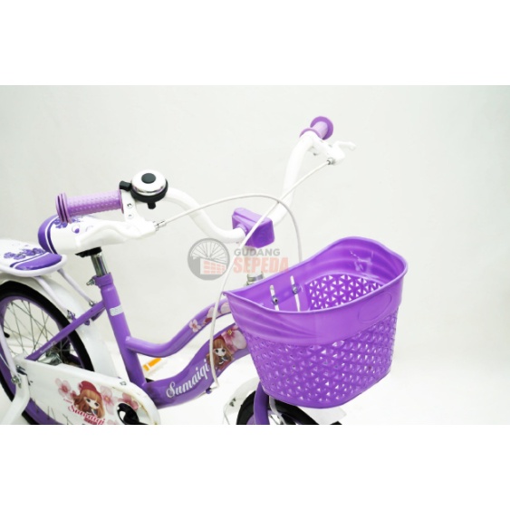 Sepeda mini Anak 18 inch Princess Sumaiqi cewek perempuan wanita Termurah warna pink ungu garansi-8