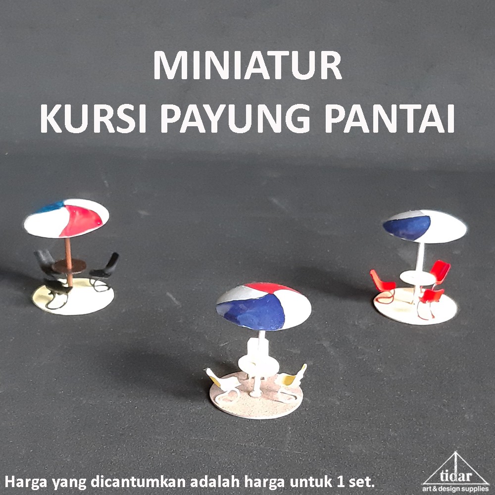 Miniatur Maket Kursi Payung Pantai / Kolam Renang / Gazebo Skala 1:50 #1