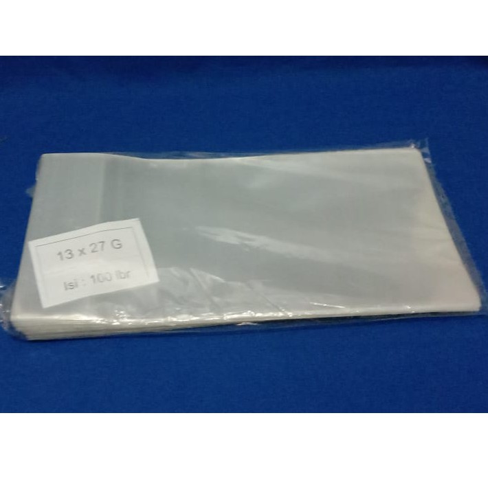 DISKON !!! PLASTIK DUDUK OPP POLOS UKURAN 13 x 27  / PLASTIK JAJAN LEBARAN ( ISI 100 PCS )