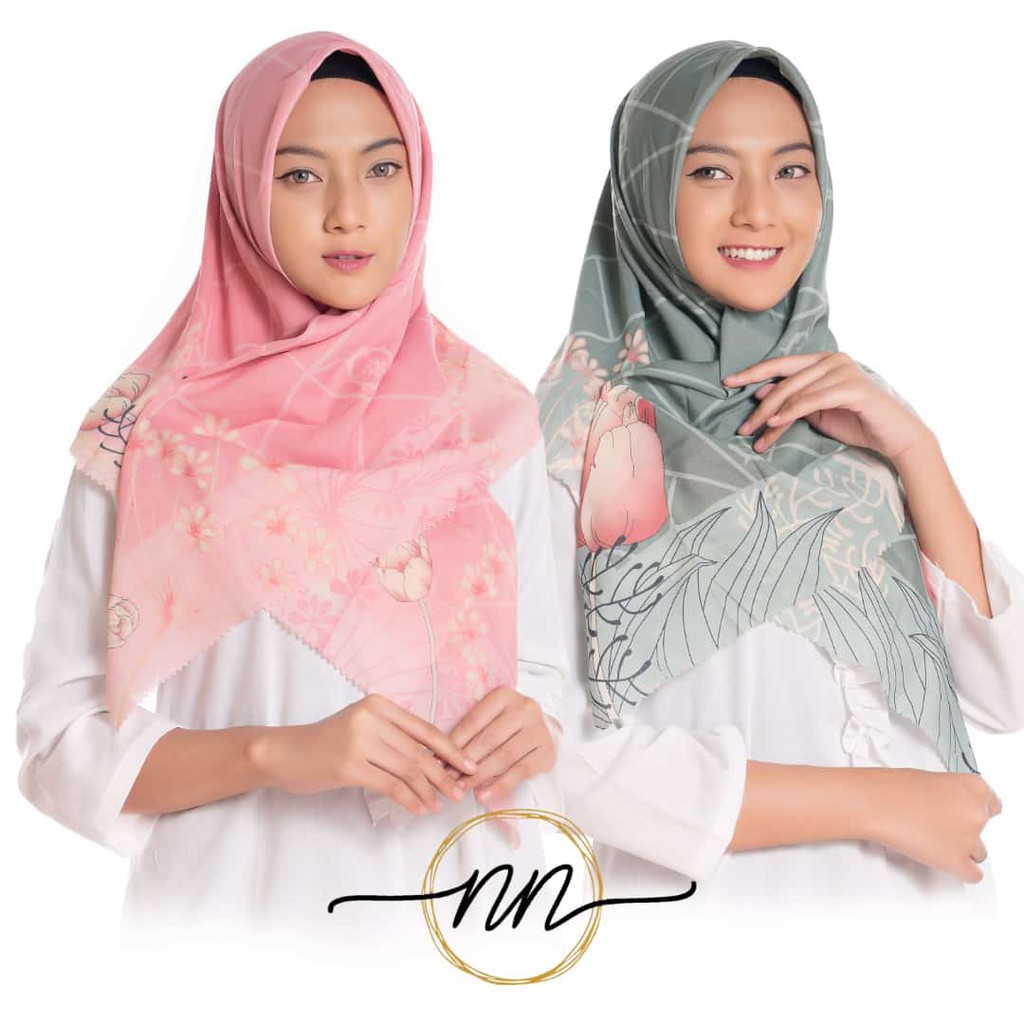 [ NN Hijab ] Kerudung VOAL MOTIF Hijab Segiempat Jilbab Bahan Voal