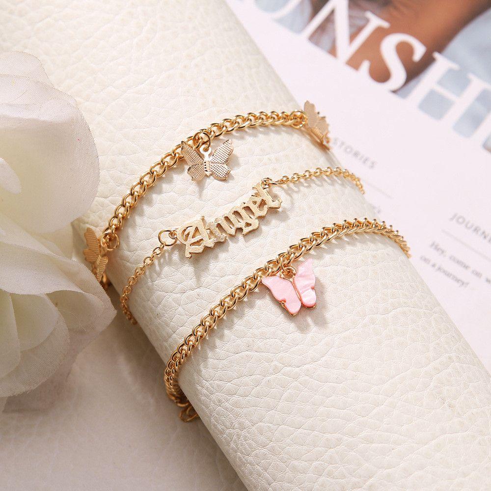 Preva 3Pcs/set Gelang Kaki Bohemian Perhiasan Musim Panas Barefoot on Butterfly