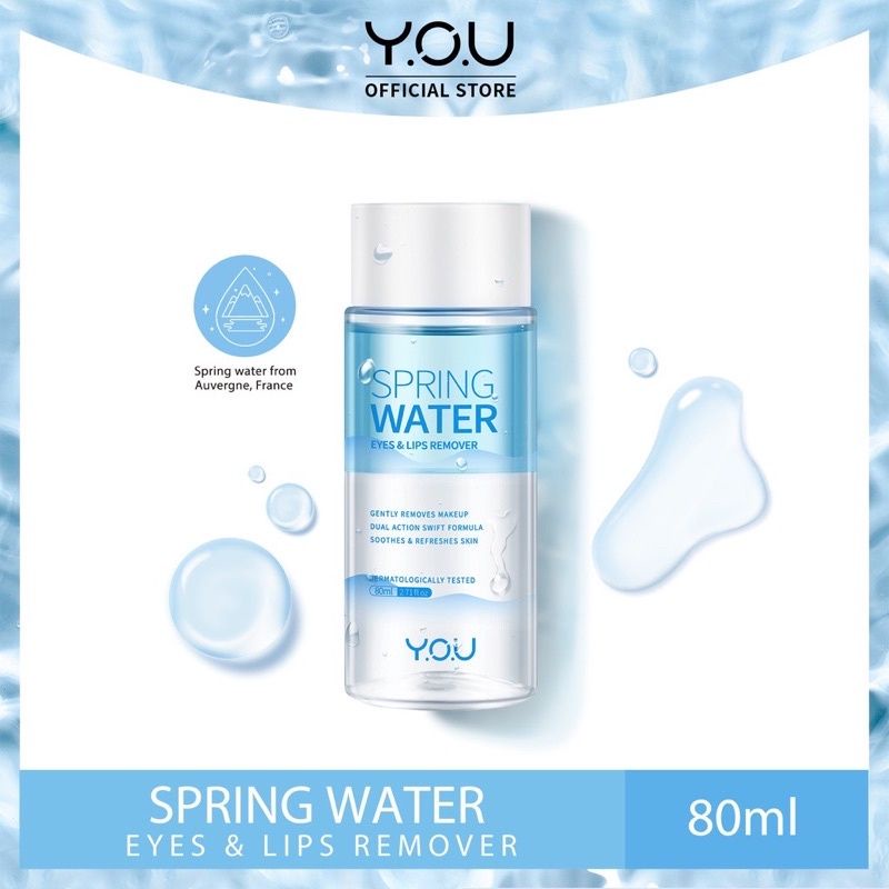 YOU Spring Water Eyes &amp; Lips Remover 80ml | Pembersih Make Up