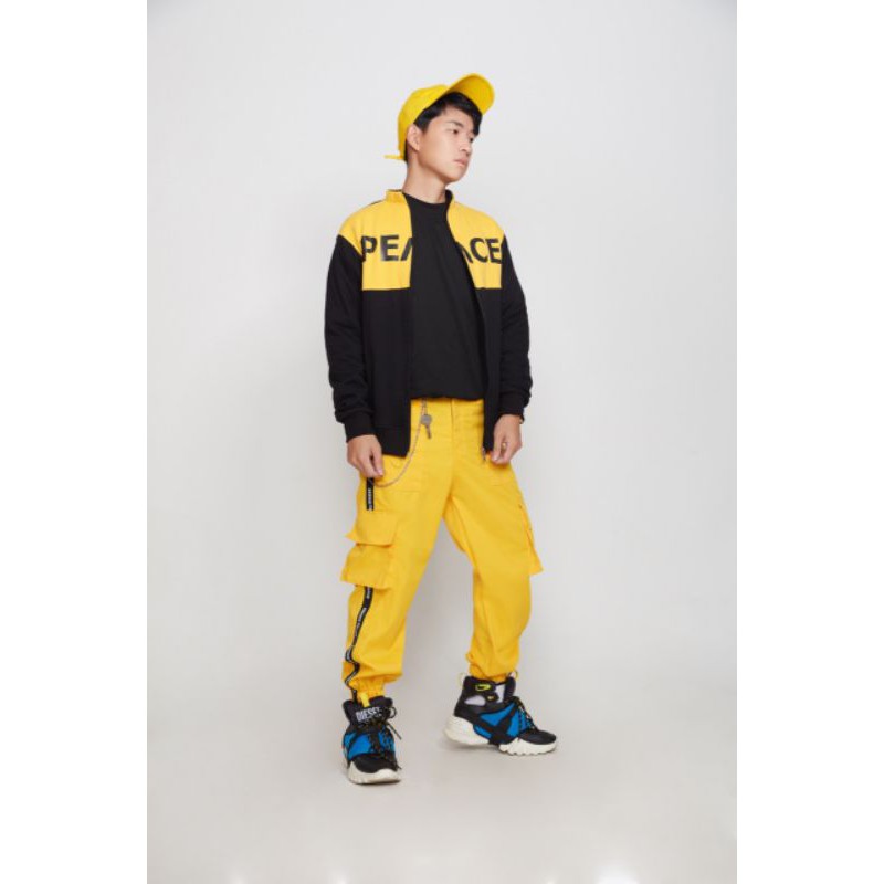 Geso x Seeing Peace - Jaket Celana Cargo Jogger Pria Wanita Kuning