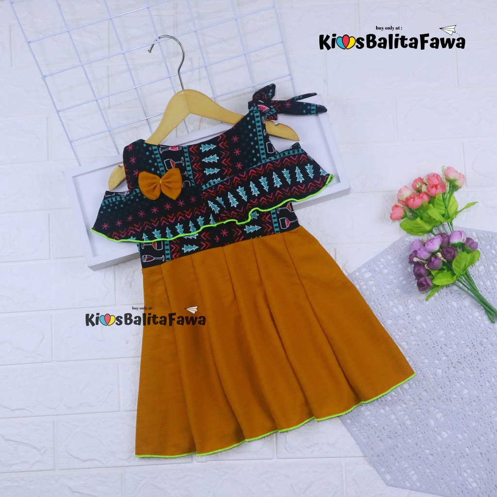 Dress Rachel uk 2-3 Tahun / Dres Model Baju Anak Perempuan Gaun Pesta Polos Motif Export Quality