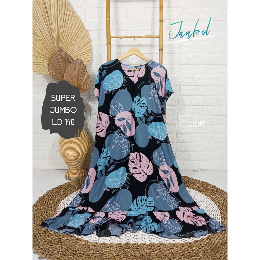 LD 140cm (40 Motif) Daster SUPER JUMBO dan Daster Kaftan LD 150cm Ruffle (Part 1) Daster Rempel JUMBO Daster Viral-Janbol Navy