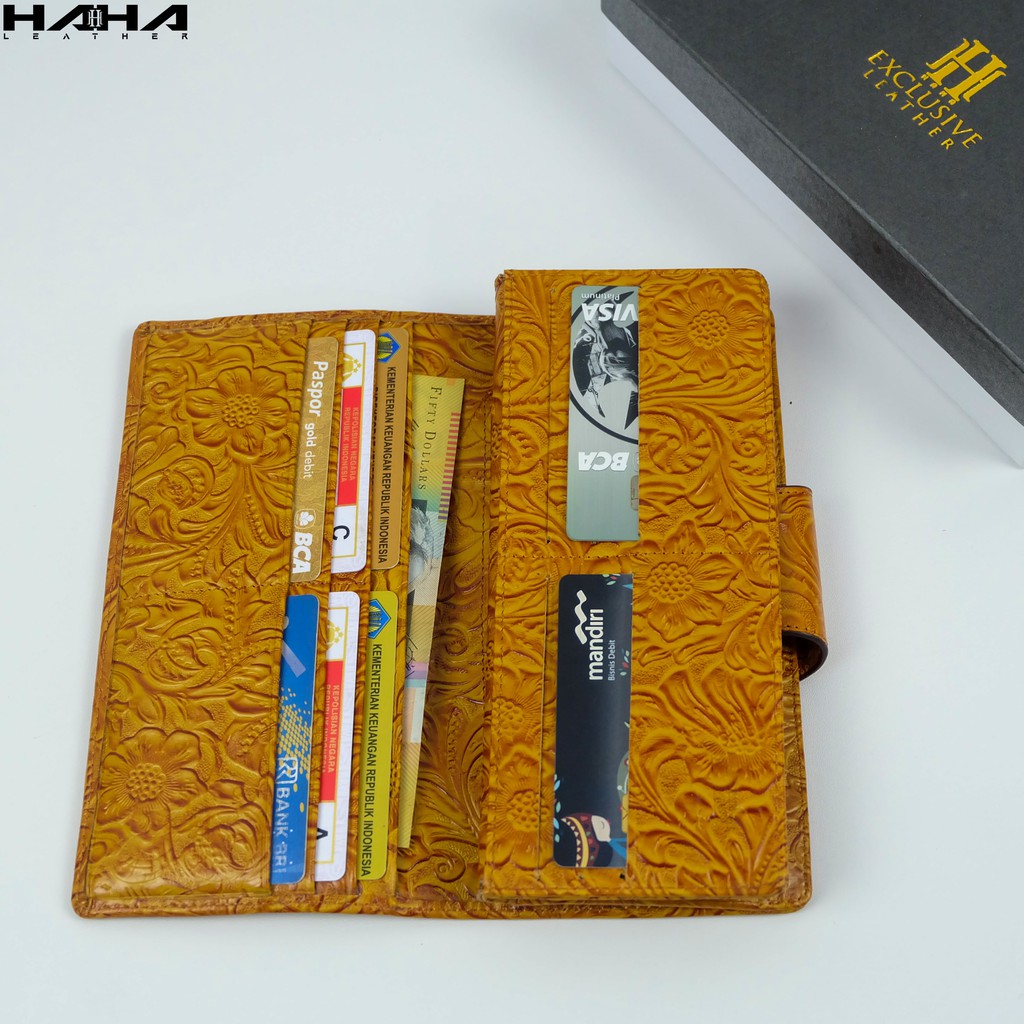 AZANA Dompet kulit kulit sapi 24 Slot kartu Cewek Wanita Perempuan - Originale Leather Wallet