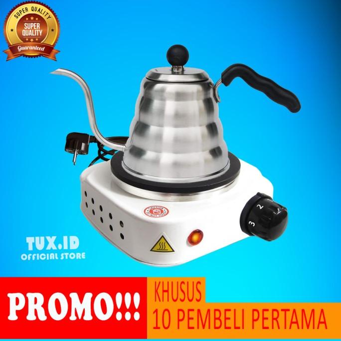 Paket Gooseneck Kettle Ceret Kopi + Kompor Listrik 500 Watt Alat Kopi