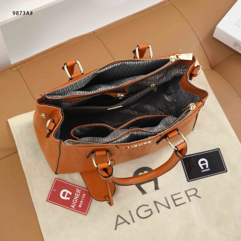 Embossed Leather Satchel 9873A