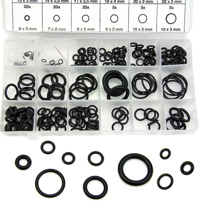 Karet Rubber O Ring Seal Tightening 225 PCS Plus Box Black