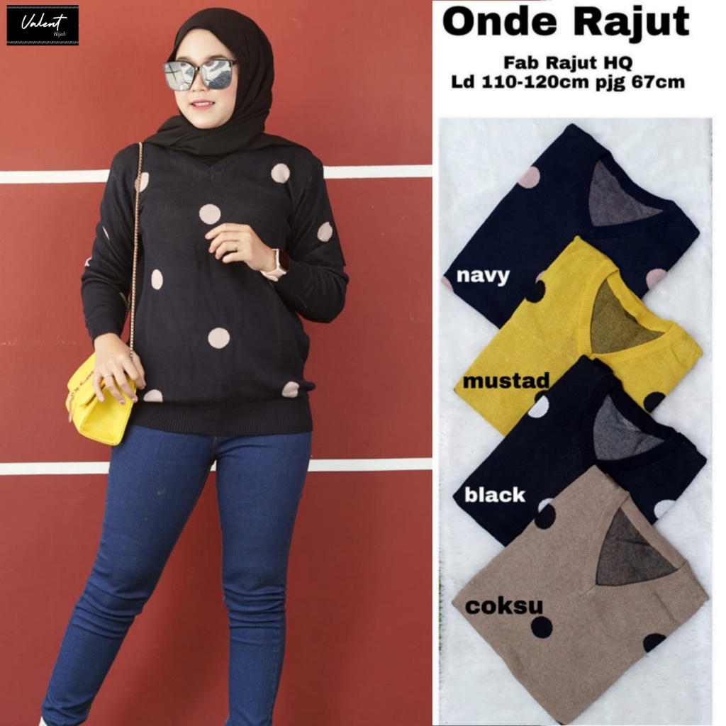 ONDE RAJUT BY VALENT OUTER SWEATER WANITA MUSLIMAH CASUAL SWEATER RAJUT JUMBO BAHAN RAJUT HQ LD 120 