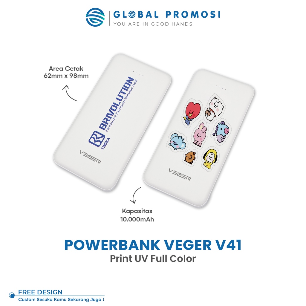 PowerBank Custom Print UV Cetak Full Color Souvenir/Promosi Bisa Gradasi Nama Logo Karakter Photo