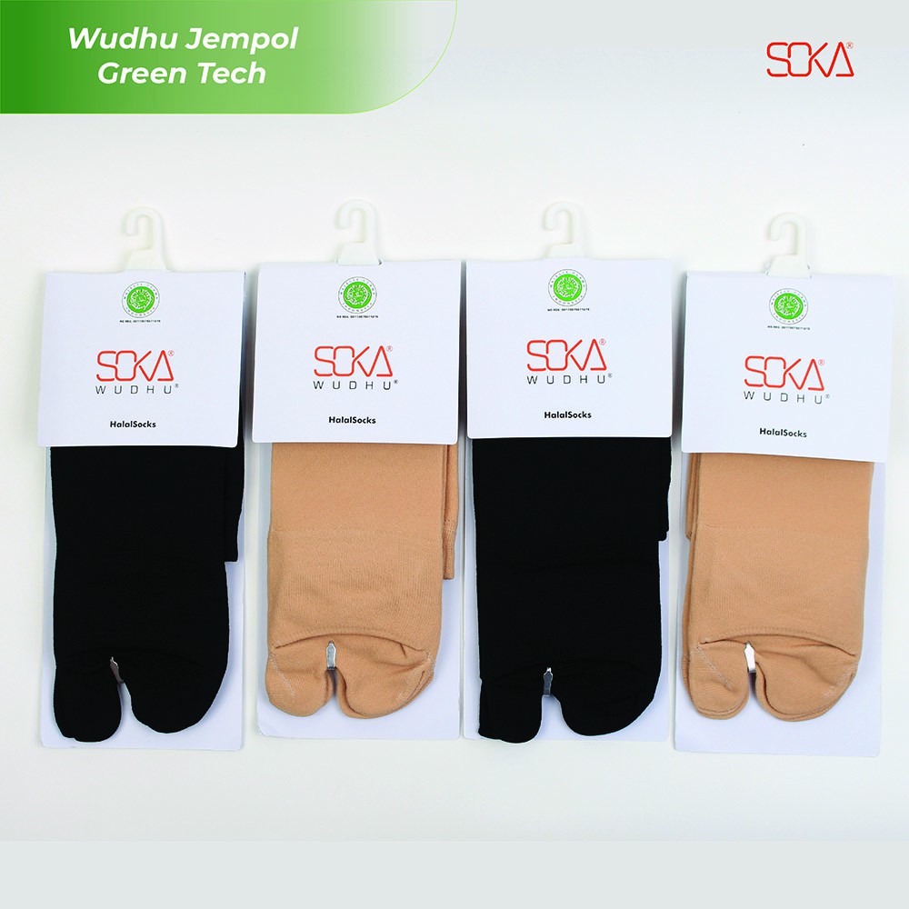 Kaos Kaki Soka Green Tech Wudhu Jempol dan Non Jempol (Original) - Anti Licin dan Non Anti Licin