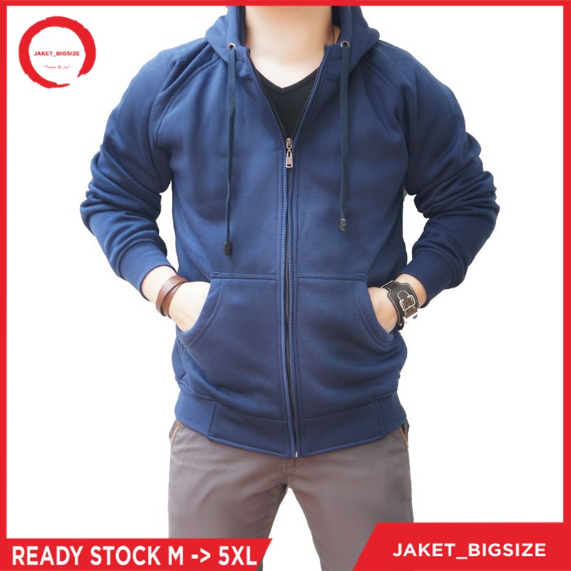 Hoodie Zipper Jumbo Pria dan Wanita size S, M, L, XL, XXL, 3XL, 4XL, 5XL