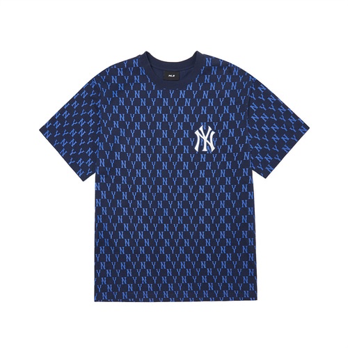 MLB NY Yankees Basic Monogram All Over Tee - Navy 100% Authentic