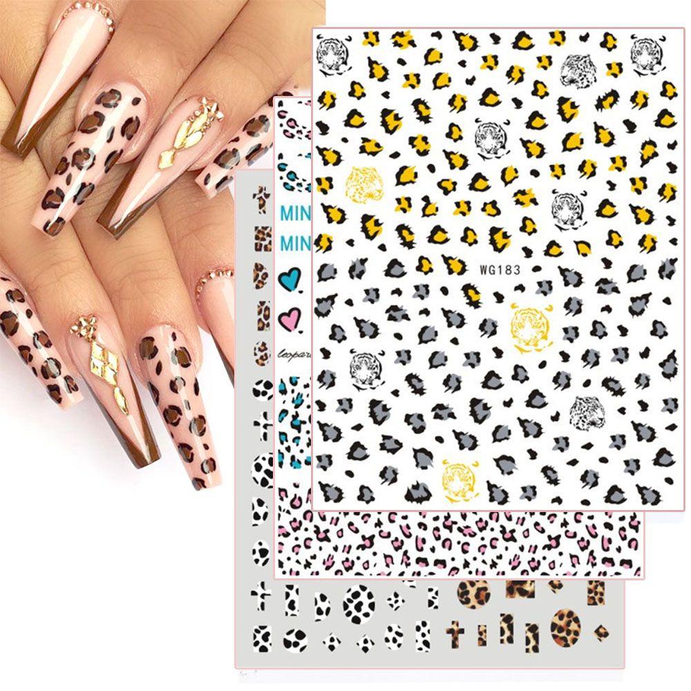 AUGUSTINA Agustina Leopard Stiker Kuku Sexy Lem Belakang Self Adhesive DIY Nail Art Dekorasi