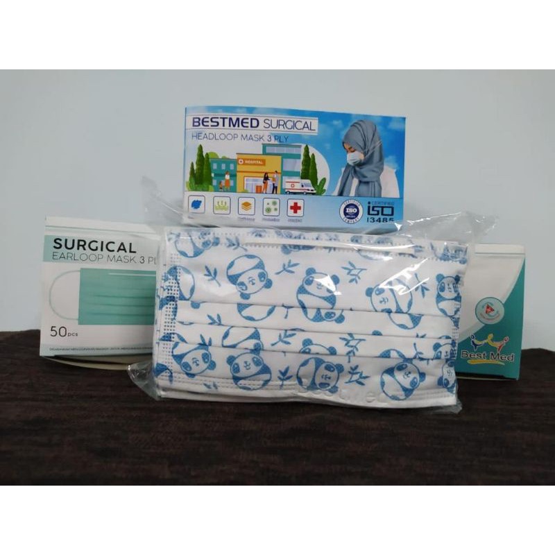 Masker Medis Hijab Best Med Headloop 3 ply/Masker Jilbab 50 ply