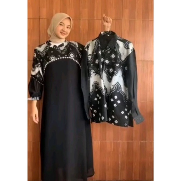 COUPLE JUMPUTAN KOMBINASI CERUTY//Gamis Jumputan//Jumputan Khas Palembang//Baju kondangan Khas Palem