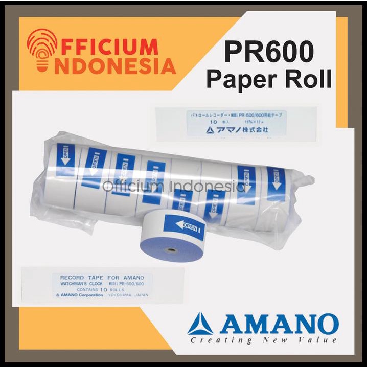 

1 Box (10) Kertas Tape Paper Roll Refill Amano Pr600 Watchman Clock