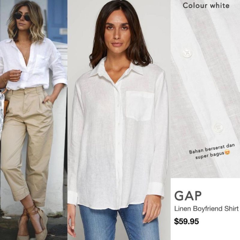 Kemeja Wanita GAP Linen Boyfriend Shirt termurah original 100%