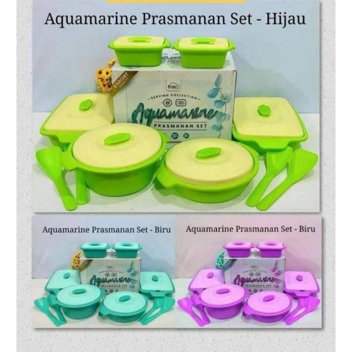 Prasmanan Aquamarine Set / AQUAMARINE SET PRASMANAN TEMPAT KOTAK PIKNIK BIGGY isi 6 SET