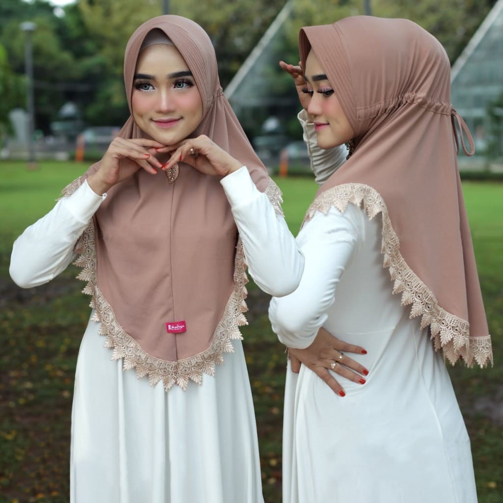 Jilbab Instan SERUT PRADA Renda Import Kerudung Instan Jersey Super Premium Pasar Hija'b