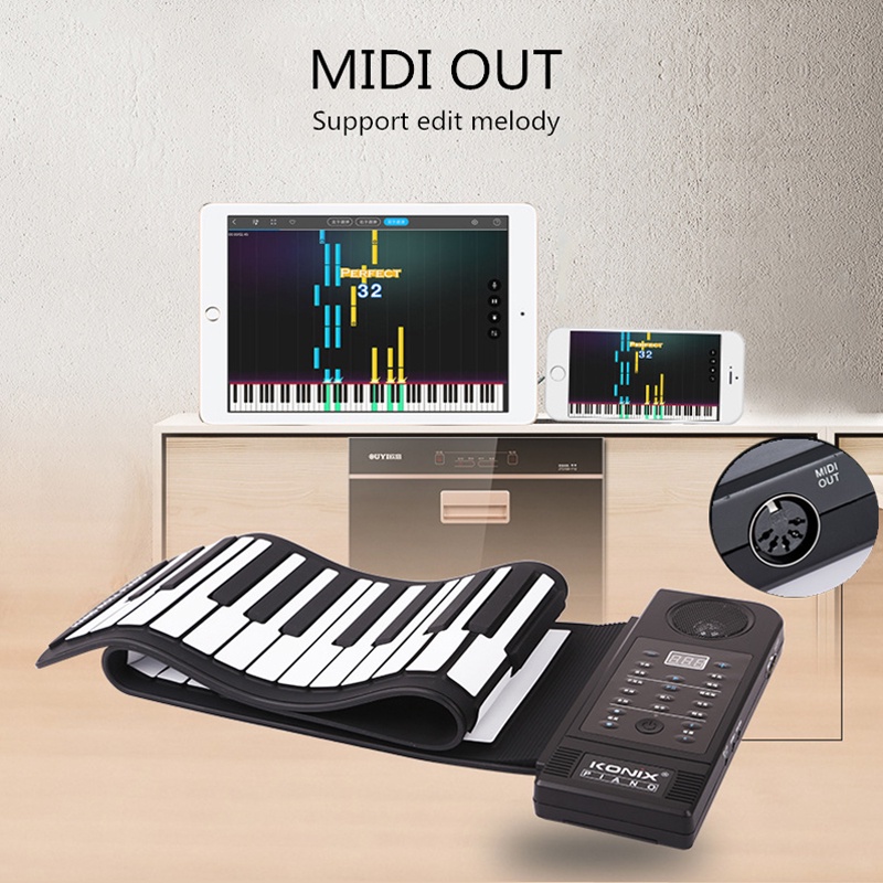 Keyboard Piano Elektronik USB MIDI 61 Kunci Bahan Silikon Flexible