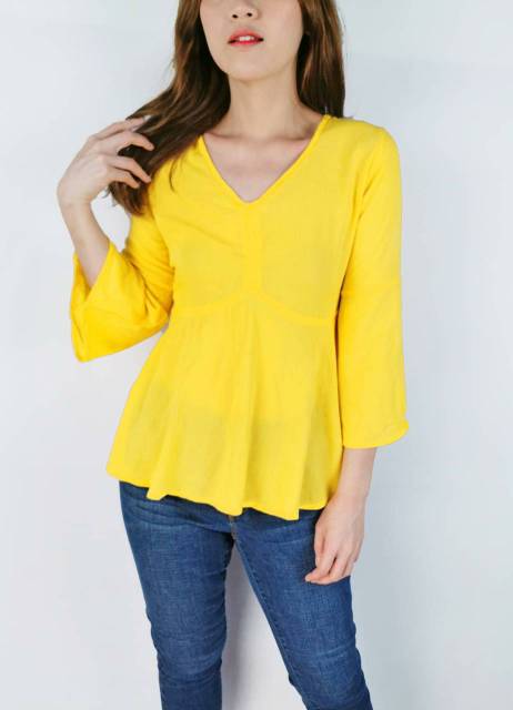 Tom taylor yellow &amp; white blouse