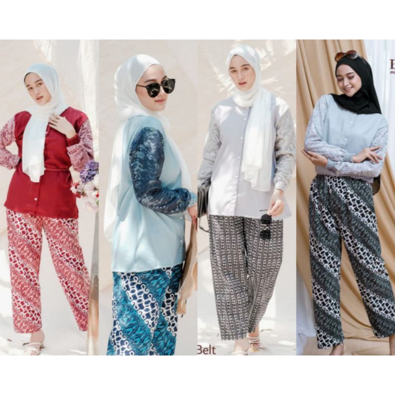 0Atasan Blouse Batik Wanita Modern FASHION WANITA Kekinian Brokat Batik