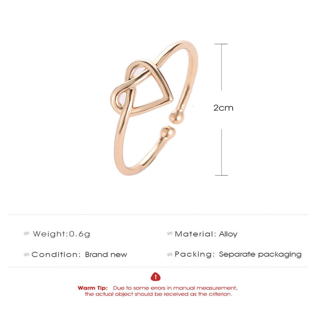 ROW Temperament Knot Gift Thin Ring Wedding Party Accessories Index Finger Jewelry Korean Alloy Love Heart/Multicolor