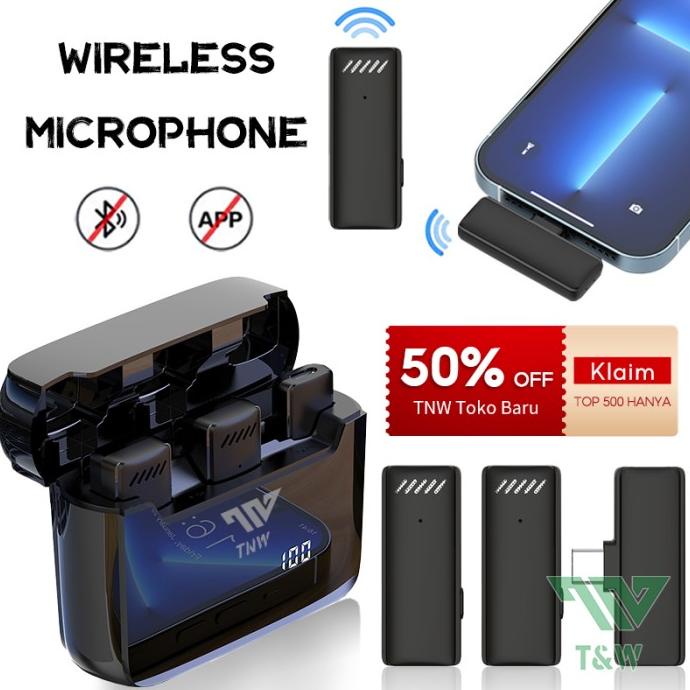TNW-A9 Mikrofon Lavalier Nirkabel Digital Display Lapel Microphone Mic