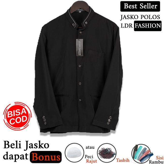 Baju Koko Pria Jasko Jas Koko Polos Hitam