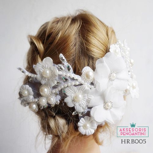 [STOCK TERBATAS] WEDDING HAIRPIECES AKSESORIS RAMBUT TIARA PENGANTIN PUTIH HRB005