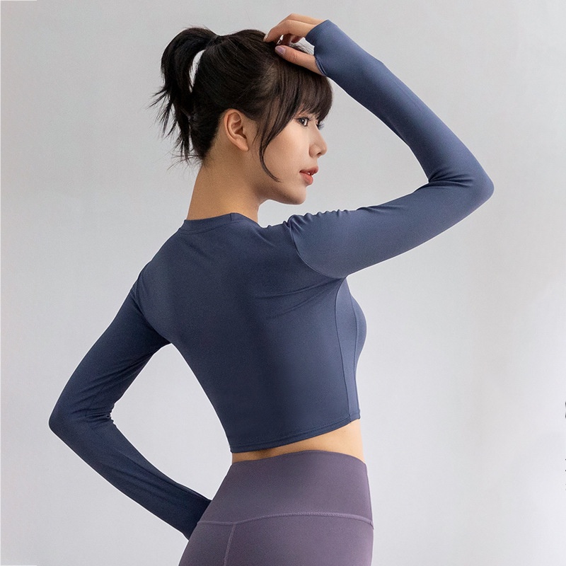 [OXY] Baju Olahraga Wanita Lengan Panjang Yoga Crop Top 2003 (S/M/L)-8