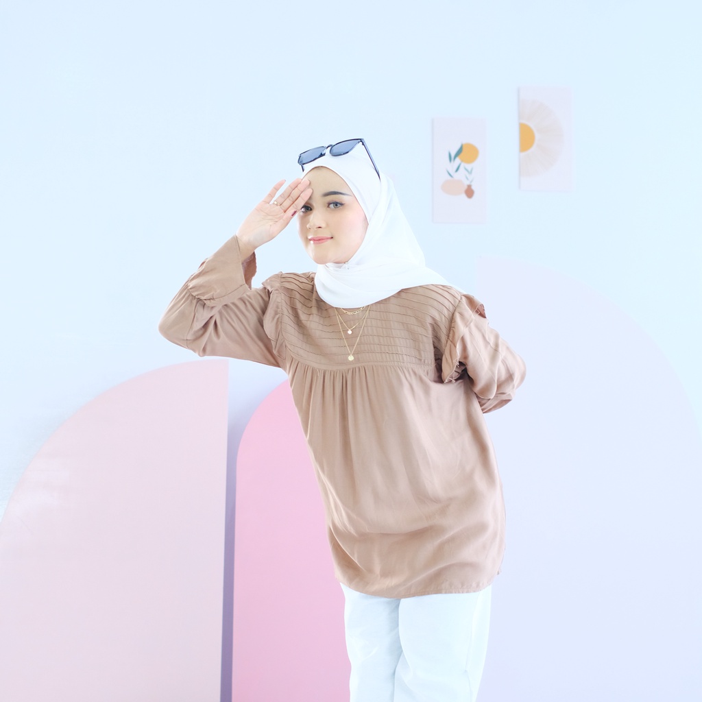 (DBY) BLOUSE BRASIANA PLISKET RUFFLE DAILY BLOUSE RAYON