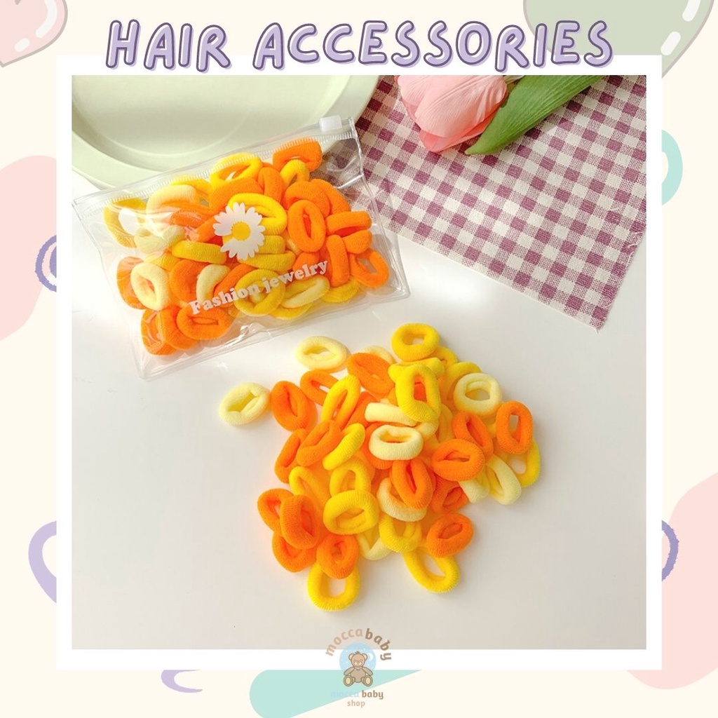 MBSS - IKAT RAMBUT BON-BON 50PCS Karet Polos Korea Karet Simple Elegan Kuncir Rambut