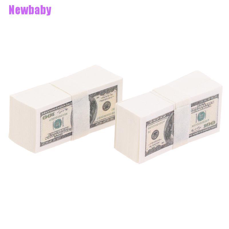 (Newbaby) 100 Lembar / set Miniatur Uang Dollar Us $100 Skala 1: 12 Untuk Aksesoris Rumah Boneka