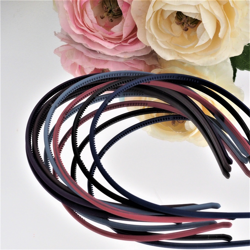 Bando Korea Doff Polos Warna Gelap Matte Bando Lidi Headband Aksesoris Rambut Wanita Pria Murah