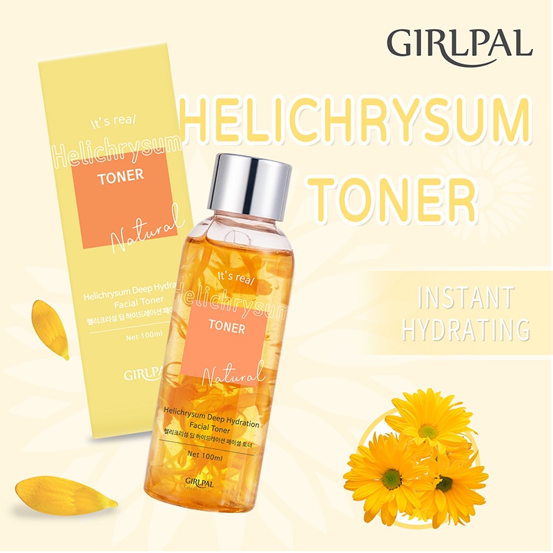 GIRLPAL Helichrysum Deep Hydration Facial Toner Moisturizing Glowing Face Whitening Skincare Facial Serum Essence