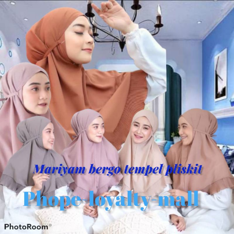 HIJAB INSTANT BERGO PLISKET MARYAM PREMIUM TERBARU KERUDUNG INSTAN..