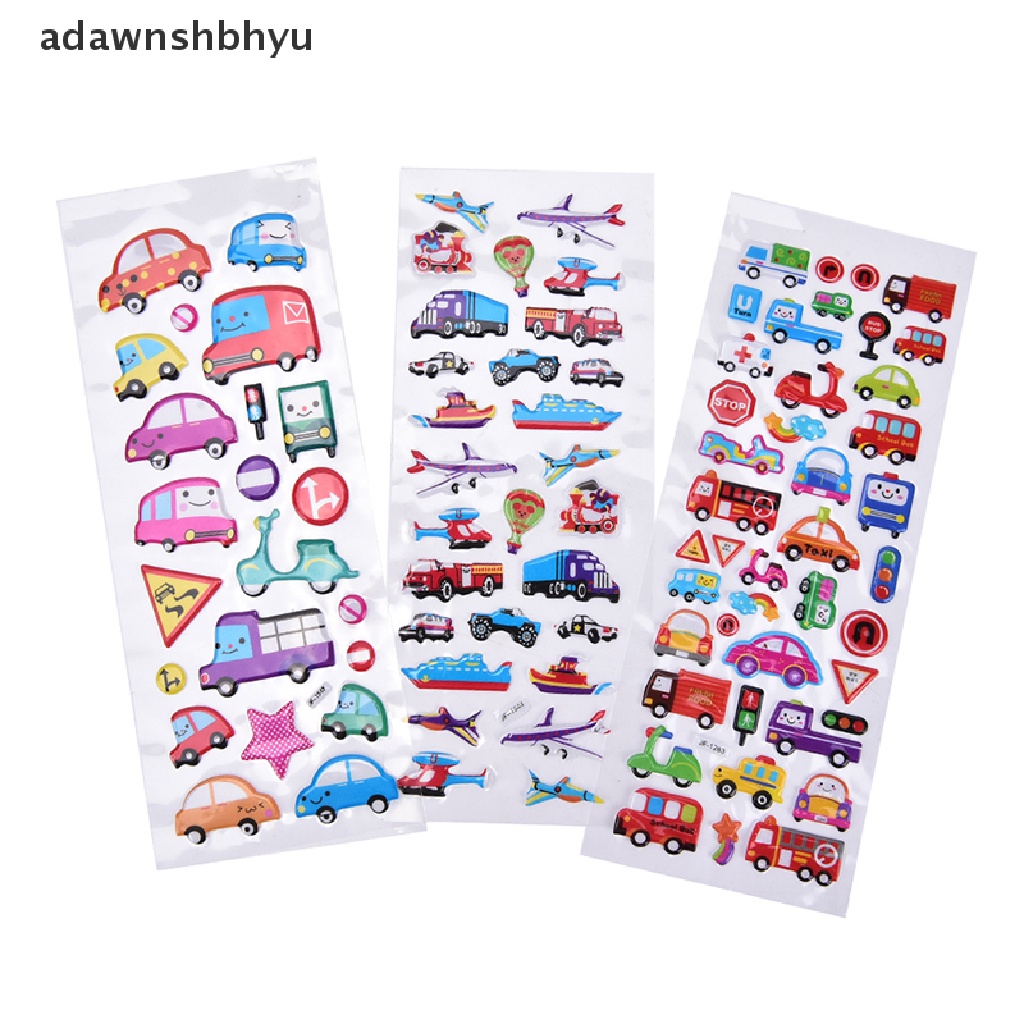 Adawnshbhyu 2Pcs Kartun Gelembung Stiker Diary Transportasi Notebook Sticker Label Dekorasi