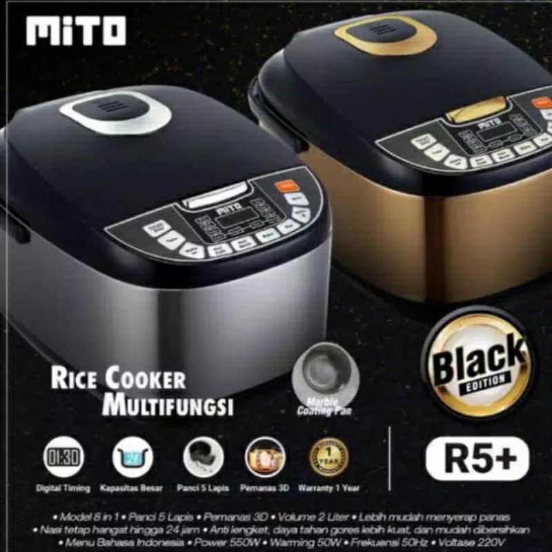 MAGICCOM RICE COOKER 8 IN 1 MITO MITOCHIBA R 5 + R5+ / R7 R 7 KAPASITAS 2 LT ORIGINAL GARANSI RESMI