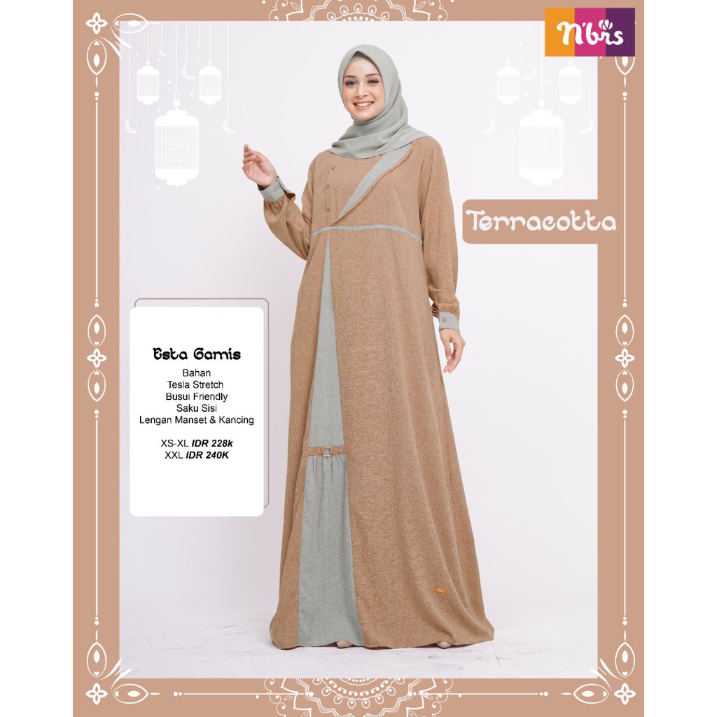 Nibras Esta Taupe &amp; Terracotta Baju Couple Lebaran Keluarga Sarimbit Seragam Keluarga