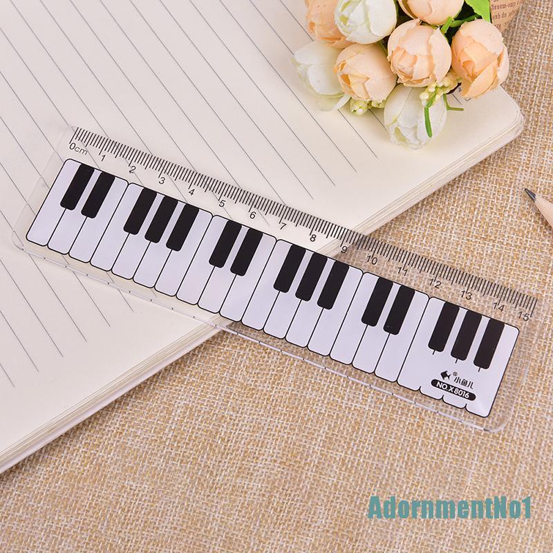 (AdornmentNo1) Penggaris Keyboard Piano 15cm 6in Warna Hitam + Putih