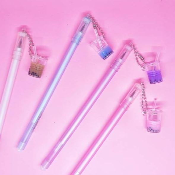 

Terbagus - SELUSIN PULPEN BUBBLE TEA ISI 12 PCS GEL PEN KARAKTER PEN BOBA MILK TEA