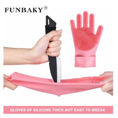 [SARUNG TANGAN ] -Funbaky Sarung Tangan Sikat Mencuci Magic Silicone Gloves - E034