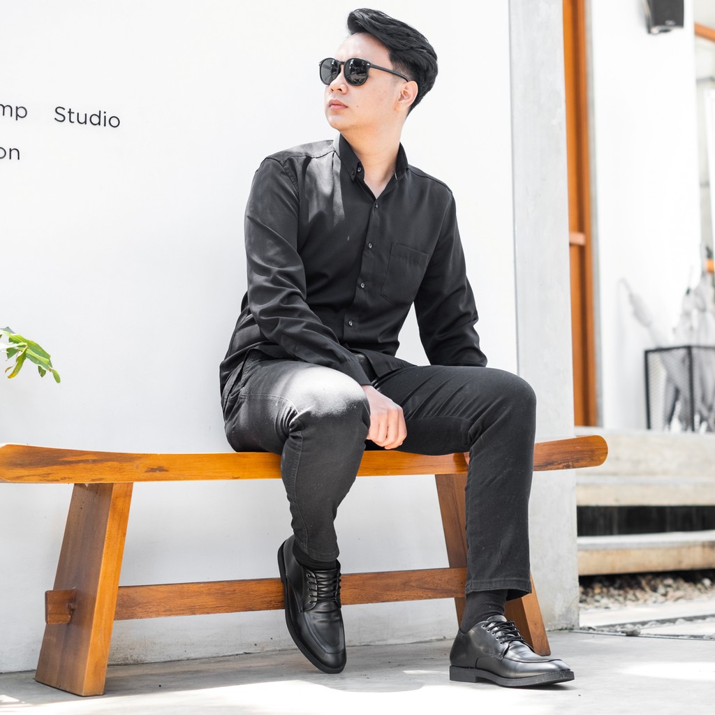 Alaves Black | 39-44 | Sepatu Pantofel Hitam Pria Casual Kerja Cowok Oxford Pantofel Laki | Lvnatica FORIND