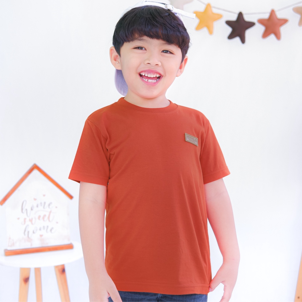 Kaos Polos Anak Laki Laki Perempuan Branded Premium Original | Mevla Kids - Kenzi Cinnamon