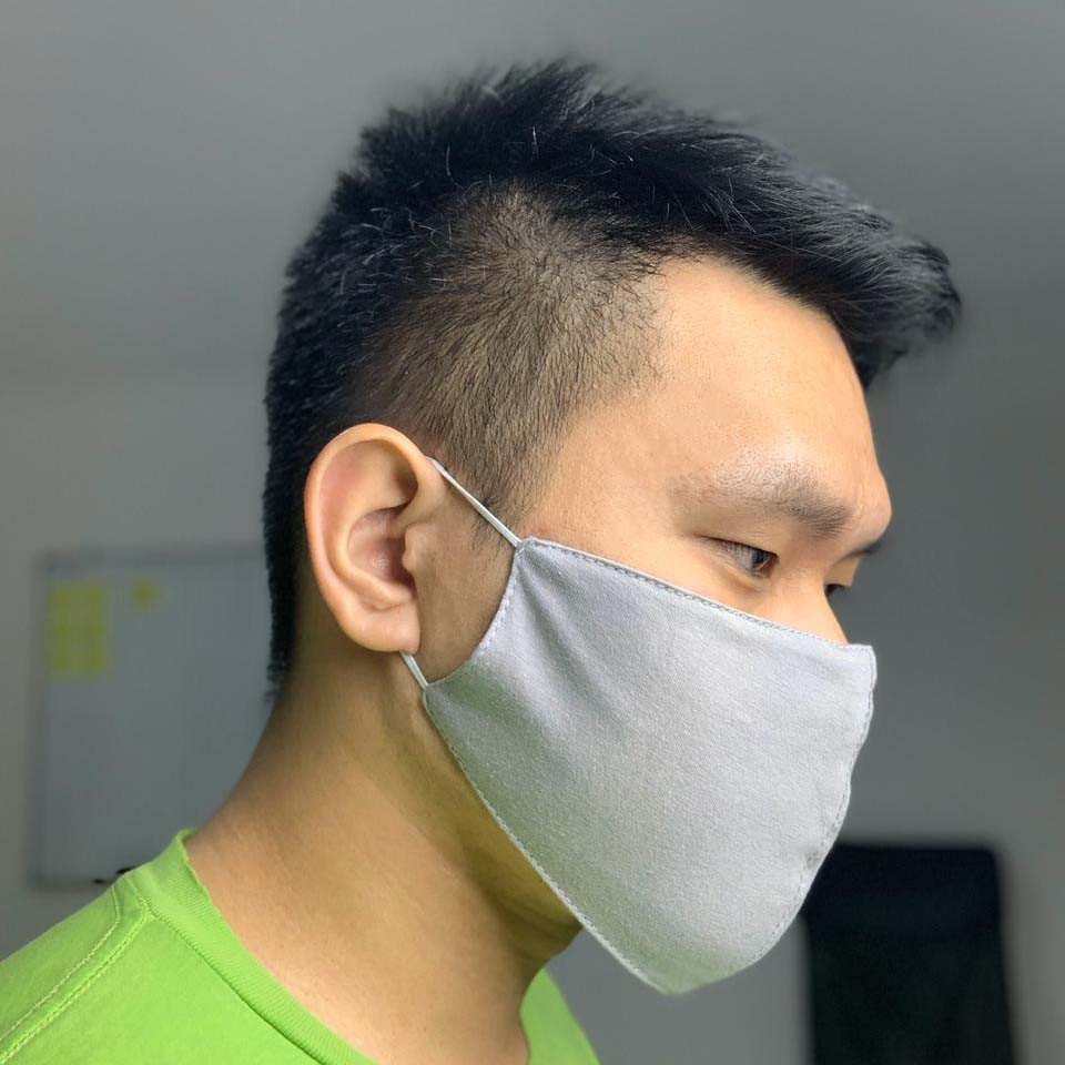 Masker Kain Cotton Combed 2 Lapis Bisa Tambah Tissue Maroon