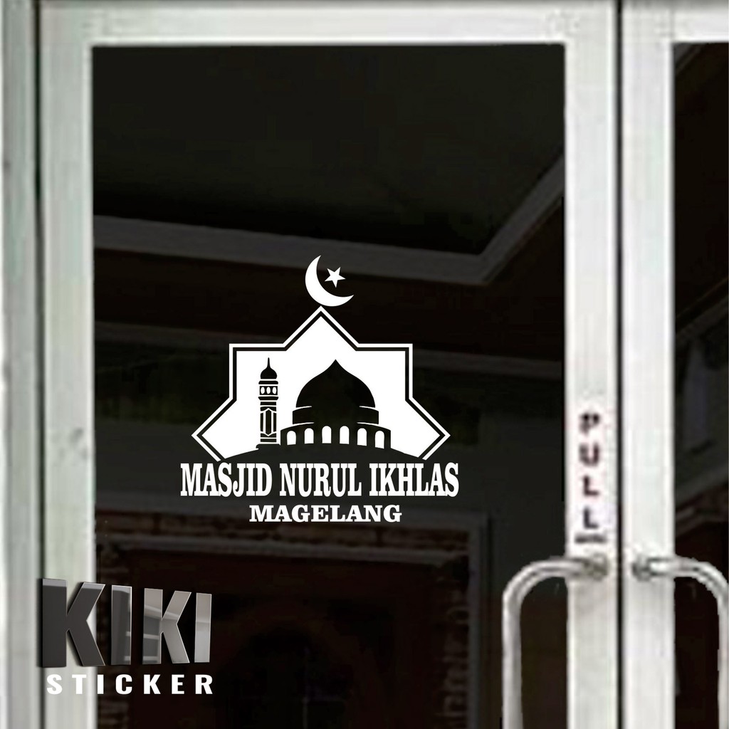 CUTTING STICKER - STIKER KACA PINTU / JENDELA MASJID / MUSHOLLA - CUSTOM NAMA DAN ALAMAT ANDA